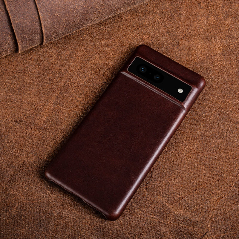 Oil Wax Genuine Leather Google Pixel Case - Exoticase - For Google Pixel 8 Pro / Brown 3