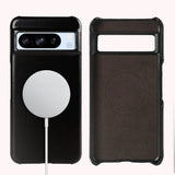 Oil Wax Genuine Leather Google Pixel Case-Exoticase-For Google Pixel 8 Pro-Black-Exoticase