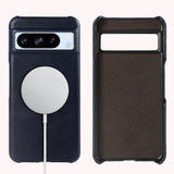 Oil Wax Genuine Leather Google Pixel Case-Exoticase-For Google Pixel 8 Pro-Blue-Exoticase