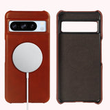 Oil Wax Genuine Leather Google Pixel Case-Exoticase-For Google Pixel 8 Pro-Red-Exoticase