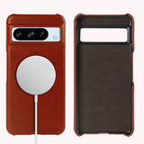 Oil Wax Genuine Leather Google Pixel Case-Exoticase-For Google Pixel 8 Pro-Red-Exoticase