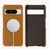 Oil Wax Genuine Leather Google Pixel Case-Exoticase-For Google Pixel 8 Pro-Yellow-Exoticase