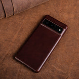Oil Wax Genuine Leather Google Pixel Case - Exoticase - For Google Pixel 8 Pro / Brown 3