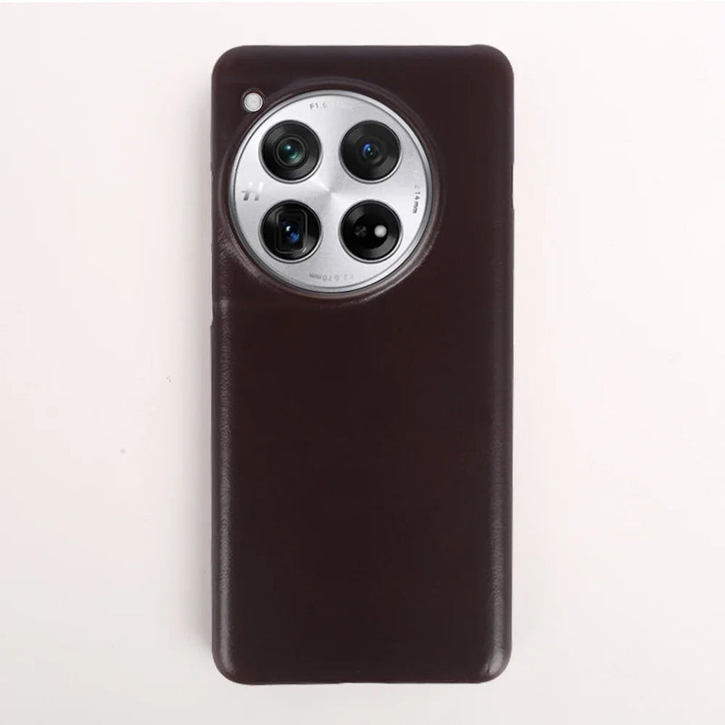 Oil Wax Genuine Leather OnePlus Case - Exoticase - For OnePlus 12R / Dark Brown