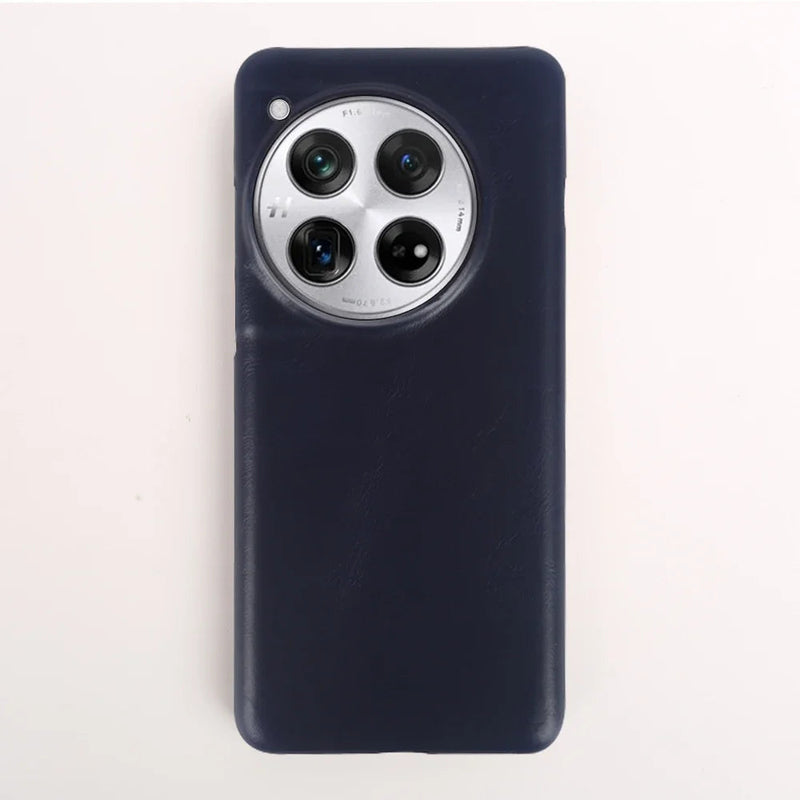 Oil Wax Genuine Leather OnePlus Case - Exoticase - For OnePlus 12R / Navy