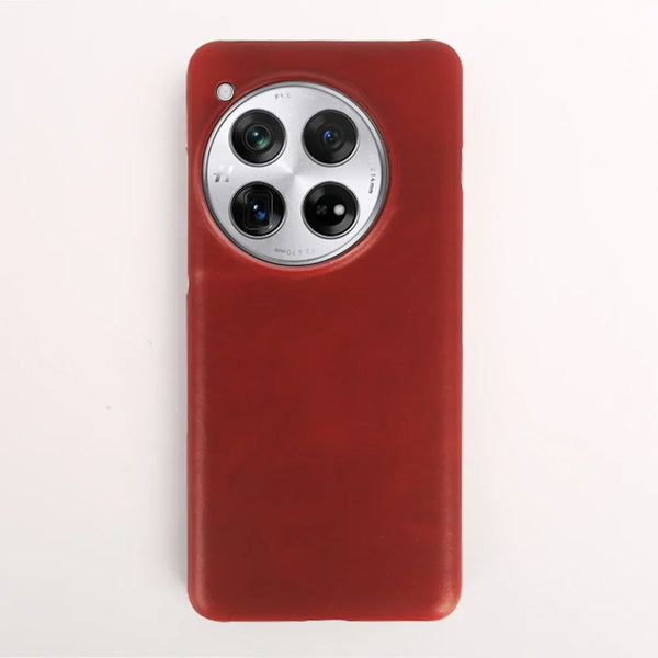 Oil Wax Genuine Leather OnePlus Case - Exoticase - For OnePlus 12R / Red