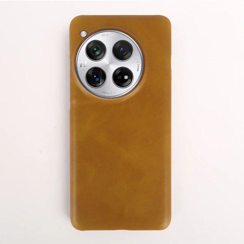 Oil Wax Genuine Leather OnePlus Case - Exoticase - For OnePlus 12R / Yellow