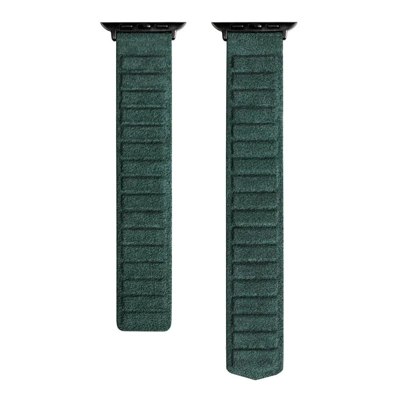 Original ALCANTARA Magnetic Strap for Apple Watch-Exoticase-Green - Black Buckle-49mm Ultra 1 and 2-