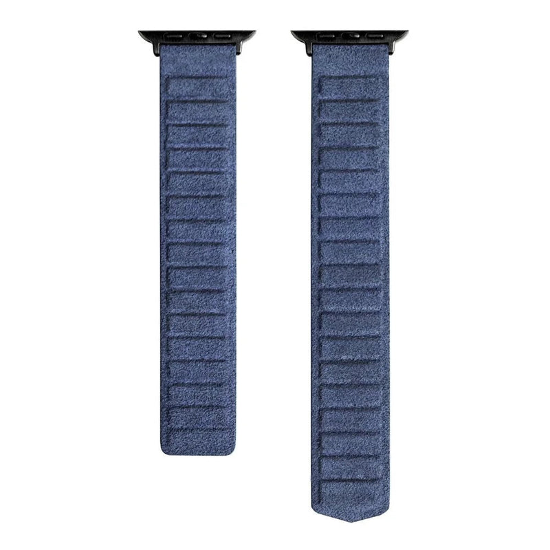 Original ALCANTARA Magnetic Strap for Apple Watch-Exoticase-Blue - Black Buckle-49mm Ultra 1 and 2-