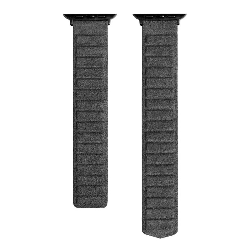 Original ALCANTARA Magnetic Strap for Apple Watch-Exoticase-Dark Gray - Black Buckle-49mm Ultra 1 and 2-