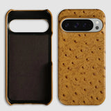 Ostrich Genuine Leather Google Pixel Case-Exoticase-For Pixel 10 Pro XL-Light Brown-Exoticase