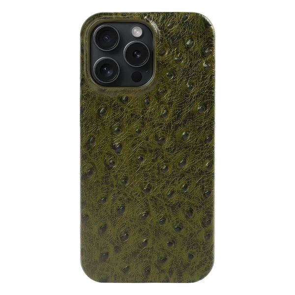 Ostrich Genuine Leather iPhone Case-Exoticase-For iPhone 17 Pro Max-Army Green-Exoticase