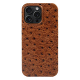 Ostrich Genuine Leather iPhone Case-Exoticase-For iPhone 17 Pro Max-Dark Brown-Exoticase