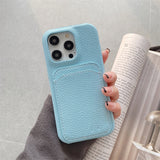 PU Leather iPhone Case With Card Holder-Exoticase-For iPhone 14 Pro Max-Blue-