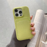 PU Leather iPhone Case With Card Holder-Exoticase-For iPhone 14 Pro Max-Green-