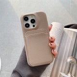 PU Leather iPhone Case With Card Holder-Exoticase-For iPhone 14 Pro Max-Khaki-
