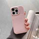 PU Leather iPhone Case With Card Holder-Exoticase-For iPhone 14 Pro Max-Pink-