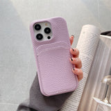 PU Leather iPhone Case With Card Holder-Exoticase-For iPhone 14 Pro Max-Purple-