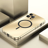 PerfectFit Snap Lock Aluminum iPhone Case-Exoticase-For iPhone 14 Pro Max-Gold MagSafe-