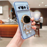 Plated Astronaut Stand Google Pixel Case-Exoticase-For Pixel 8 Pro-Blue-