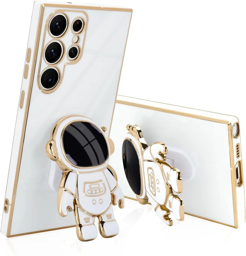 Plated Astronaut Stand Samsung Case-Exoticase-For Samsung S21-White-Exoticase