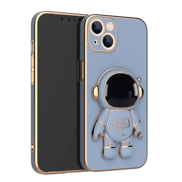 Plated Astronaut Stand iPhone Case-Exoticase-For iPhone 13-Blue Grey-Exoticase
