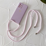 Plated Heart Silicone Samsung Case with Crossbody Lanyard-Exoticase-For Samsung S22 Ultra-Purple-