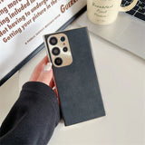 Plated Leather Suede Samsung Case-Exoticase-For Samsung S23 Ultra-Black-