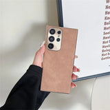 Plated Leather Suede Samsung Case-Exoticase-For Samsung S23 Ultra-Brown-