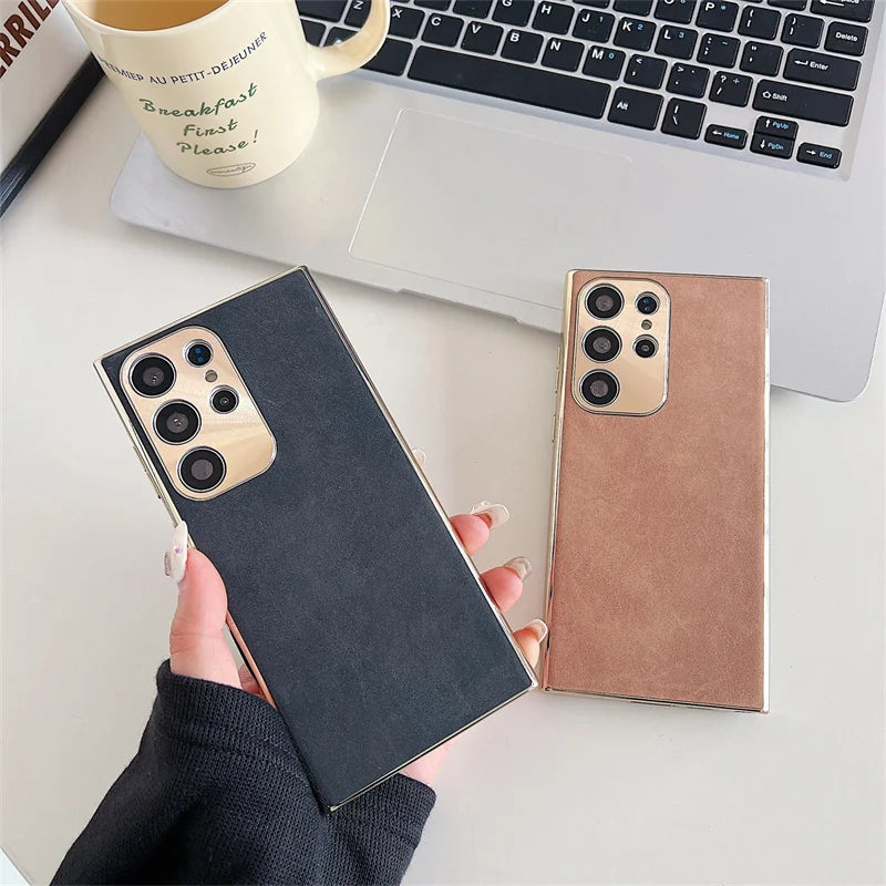 Plated Leather Suede Samsung Case-Exoticase-