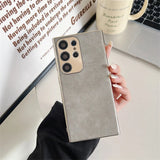 Plated Leather Suede Samsung Case-Exoticase-For Samsung S23 Ultra-Gray-