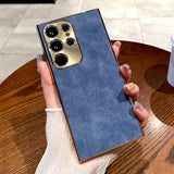 Plated Leather Suede Samsung Case-Exoticase-For Samsung S25 Ultra-Blue-Exoticase