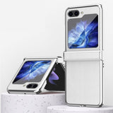 Plated Natural Cowhide Leather Samsung Z Flip-Exoticase-For Galaxy Z Flip 5-White-