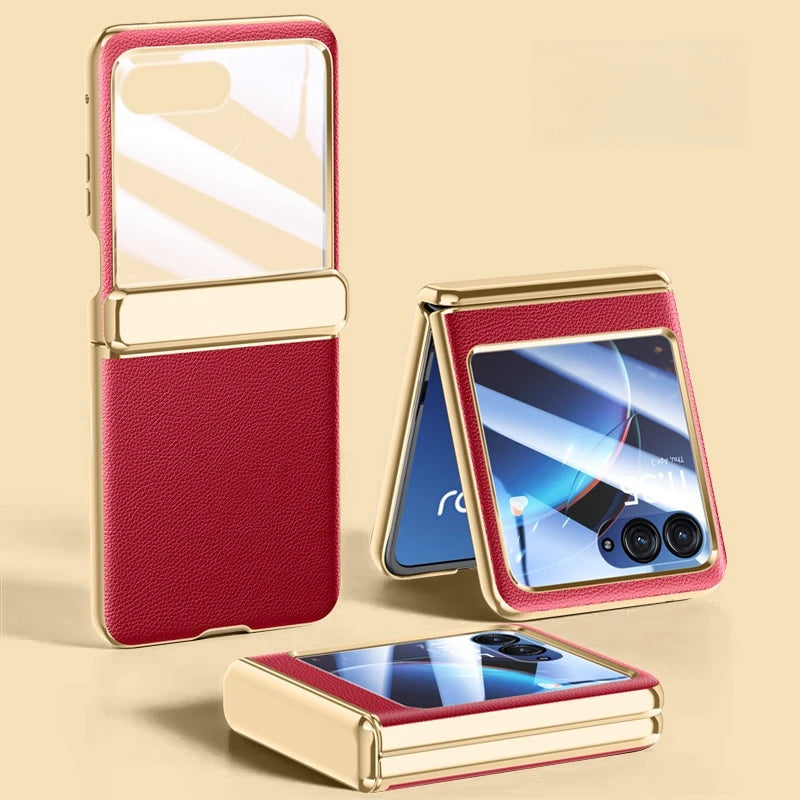 Plated PU Leather Motorola Razr Case, Red / For Razr Ultra 2026
