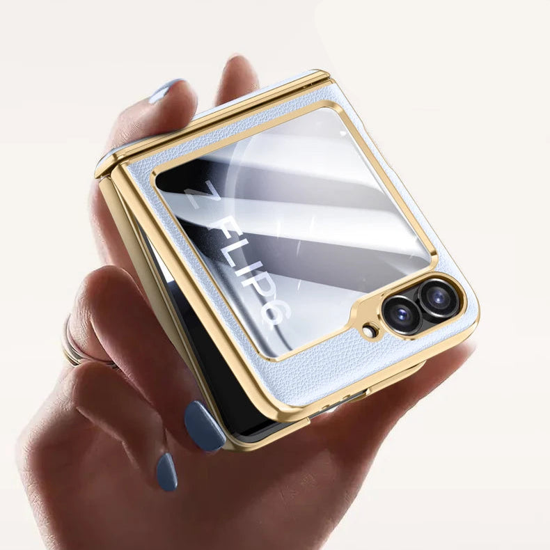 Plated PU Leather Samsung Z Flip Case-Exoticase-Exoticase