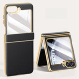 Plated PU Leather Samsung Z Flip Case-Exoticase-Black-For Z Flip 6-Exoticase