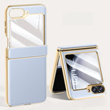 Plated PU Leather Samsung Z Flip Case-Exoticase-Light Blue-For Z Flip 6-Exoticase