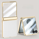 Plated PU Leather Samsung Z Flip Case-Exoticase-White-For Z Flip 8-Exoticase