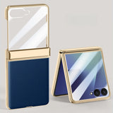 Plated PU Leather Samsung Z Flip Case-Exoticase-Dark Blue-For Z Flip 7-Exoticase