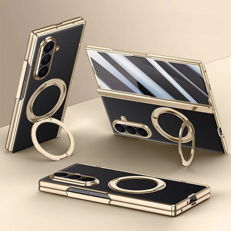 Plated Samsung Fold Case with Ring and Front Glass-Exoticase-Exoticase