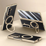 Plated Samsung Fold Case with Ring and Front Glass-Exoticase-Exoticase