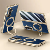 Plated Samsung Fold Case with Ring and Front Glass-Exoticase-Exoticase