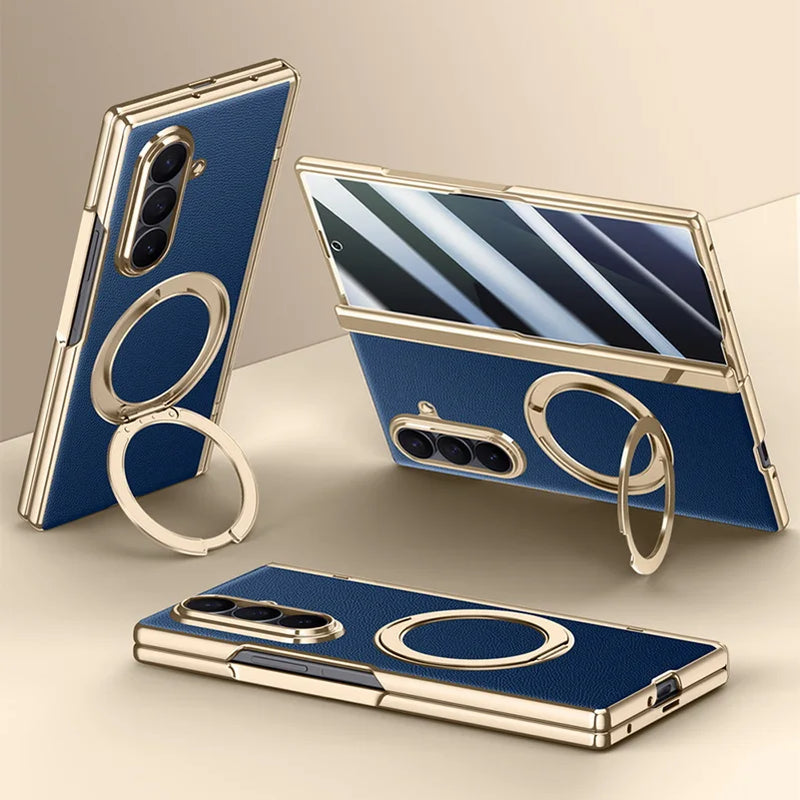 Plated Samsung Fold Case with Ring and Front Glass-Exoticase-Exoticase