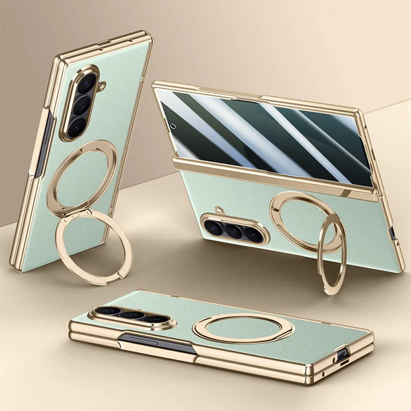 Plated Samsung Fold Case with Ring and Front Glass-Exoticase-Exoticase