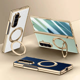 Plated Samsung Fold Case with Ring and Front Glass-Exoticase-Exoticase