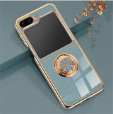 Plated Samsung Galaxy Z Flip Case with Ring-Exoticase-Gray-For Samsung Z Flip 6-Exoticase