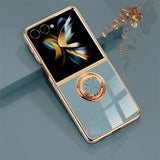 Plated Samsung Galaxy Z Flip Case with Ring-Exoticase-Exoticase