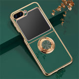 Plated Samsung Galaxy Z Flip Case with Ring-Exoticase-Green-For Samsung Z Flip 6-Exoticase