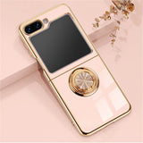 Plated Samsung Galaxy Z Flip Case with Ring-Exoticase-Pink-For Samsung Z Flip 6-Exoticase