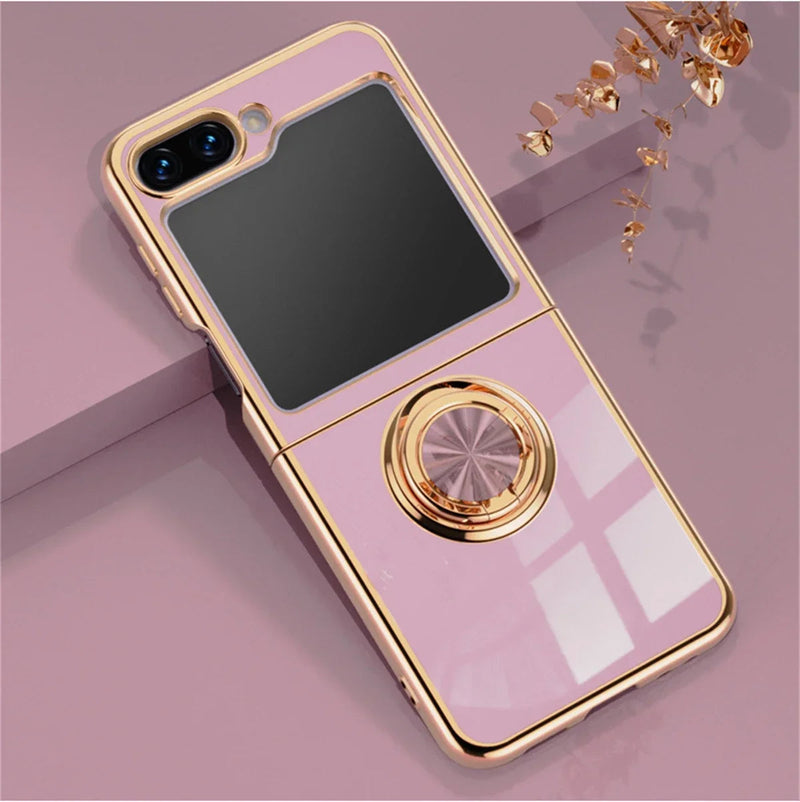 Plated Samsung Galaxy Z Flip Case with Ring-Exoticase-Purple-For Samsung Z Flip 6-Exoticase